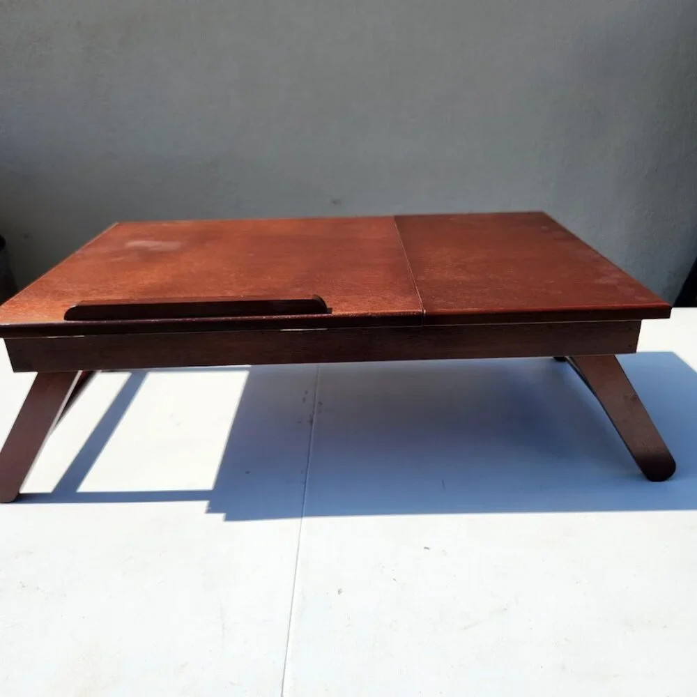 NEW Walnut Winsome Alden Bed Laptop Tray Lap Desk Reading Workstation W/ Drawer